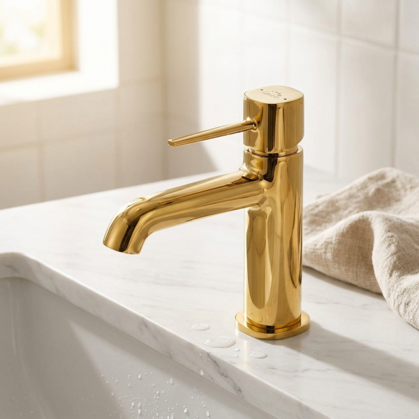Waschtischarmatur POLA, gold glänzend, inkl. Pop up Ablaufventil