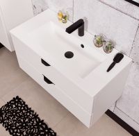 Badmöbel VICTOR 80, Waschtischunterbau mit 2 Schubladen inkl. Waschbecken, weiß matt