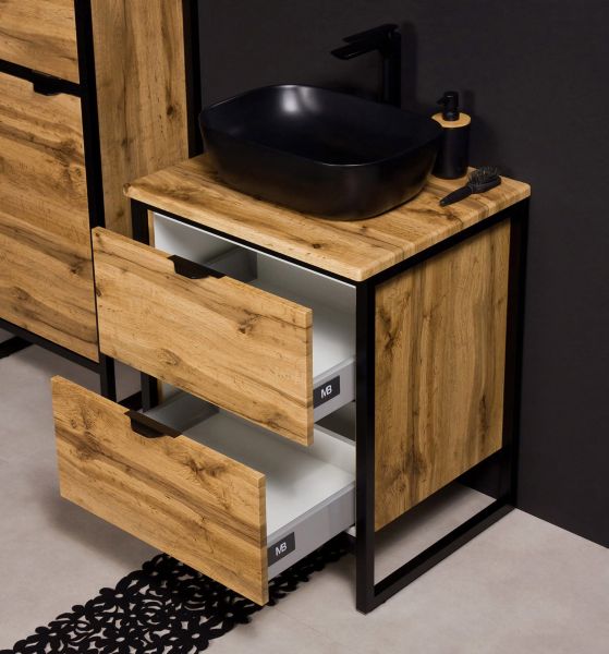 Badmöbel Cosmo, Breite 60 cm, Aufsatzbecken schwarz (CS6062-S)