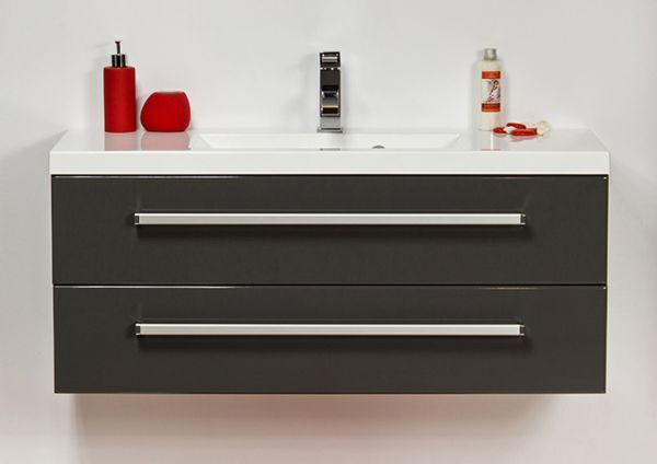 Quentis Badmöbel Genua 100 cm, grafitgrau glänzend (GE1266)