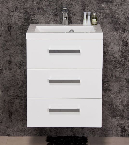 Badmöbel Genua, Breite 50 cm, 3 Schubladen, weiß (GE5347)