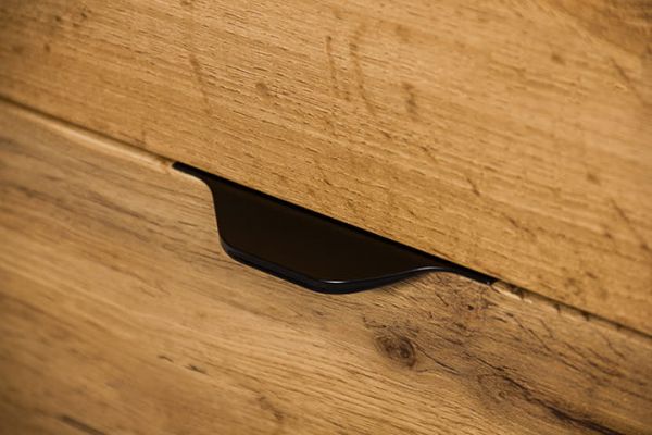 Badmöbel VICTA, Breite 120 cm, Eiche, Waschbecken schwarz, Waschtischunterschrank montiert