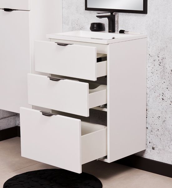 Badmöbelset VICTOR 50, 3 Schubladen, weiß matt (VIC50347)
