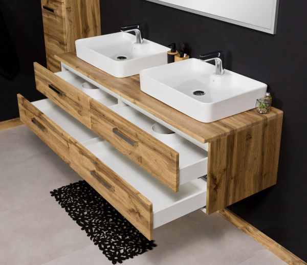 Badmöbel ZENO 160, Doppelwaschtisch mit Unterschrank ZE1662-2L
