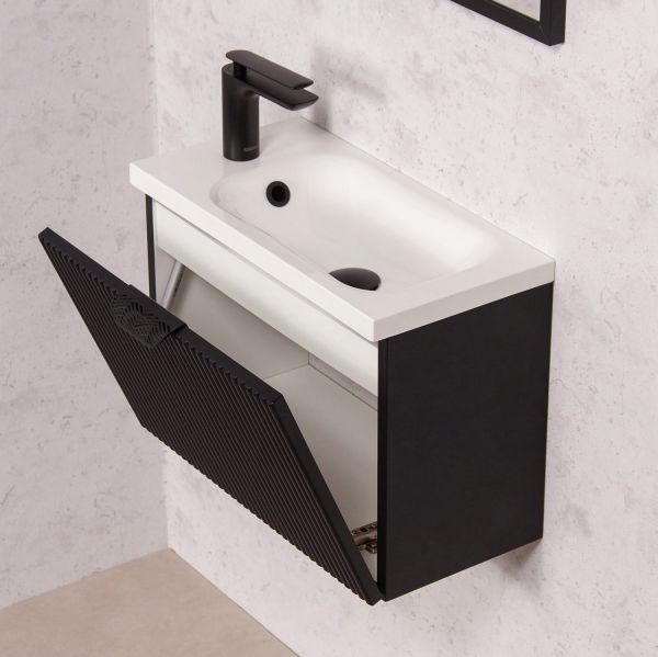 Gäste-WC Möbel FAROS ART, Breite 50 cm, seidenmatt schwarz (FRC-C50)