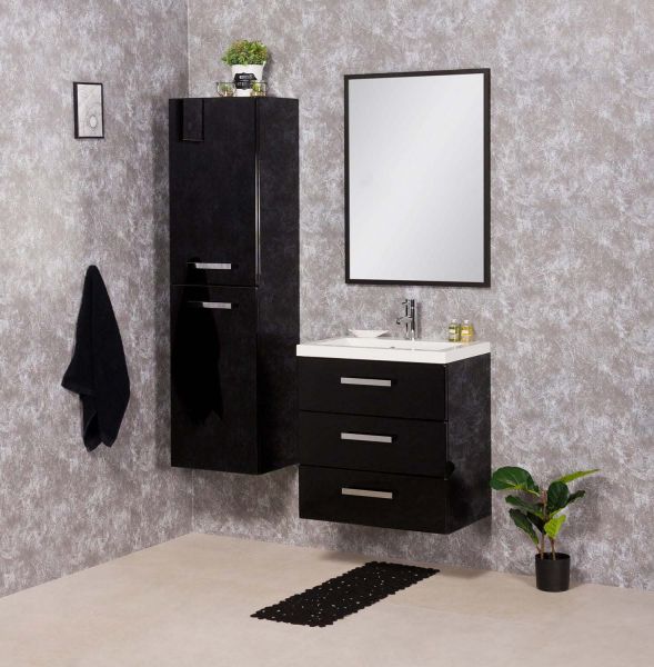 Badmöbel Genua, Breite 60 cm, 3 Schubladen, schwarz (GE6348)