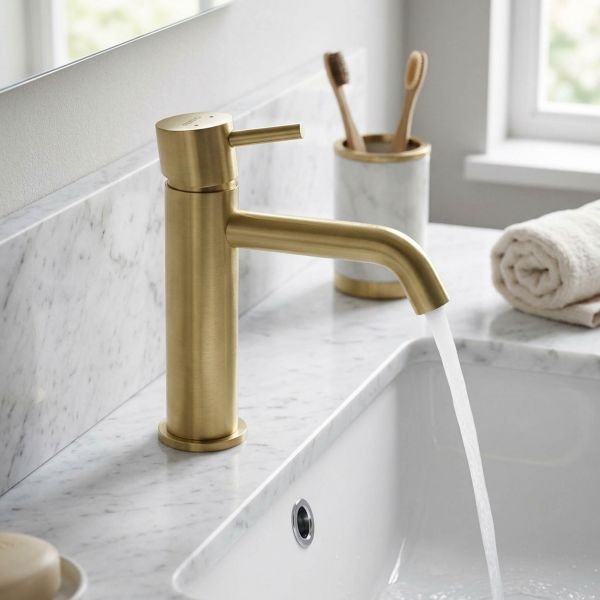 FERRO Waschtischarmatur CIRICULUS, Gold Brushed, Einhebelmischer inkl. Pop-up