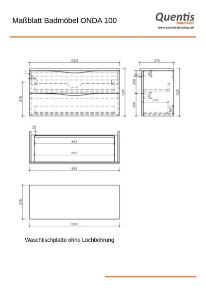 Badmöbel ONDA 100 cm, salbeigrün matt, Waschtischunterbau (montiert), Aufsatzbecken optional