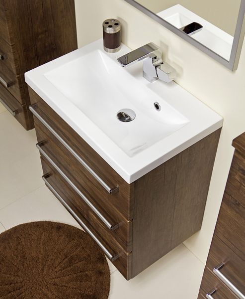 Badmöbel Genua 60, 3 Schubladen, Holzdekor antik (GE6350)