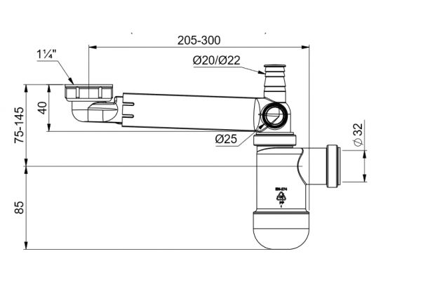 Raumspar-Siphon weiß, Preloc-330