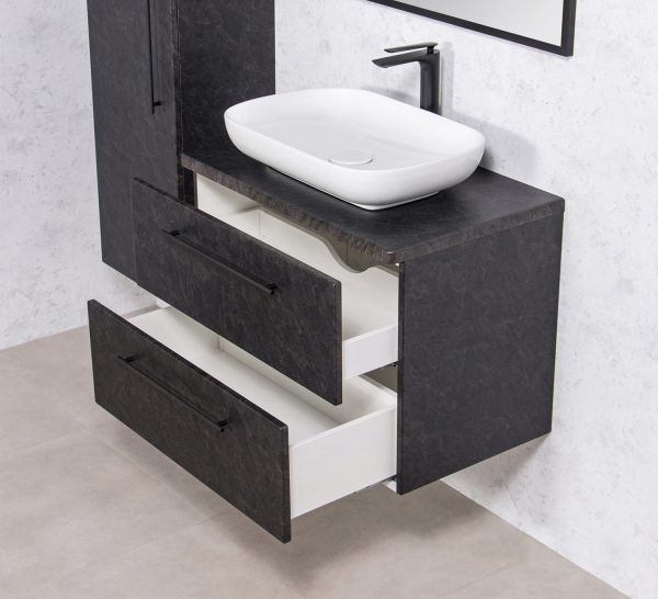 Badmöbel NOVARA 80 cm grafit Marmoroptik