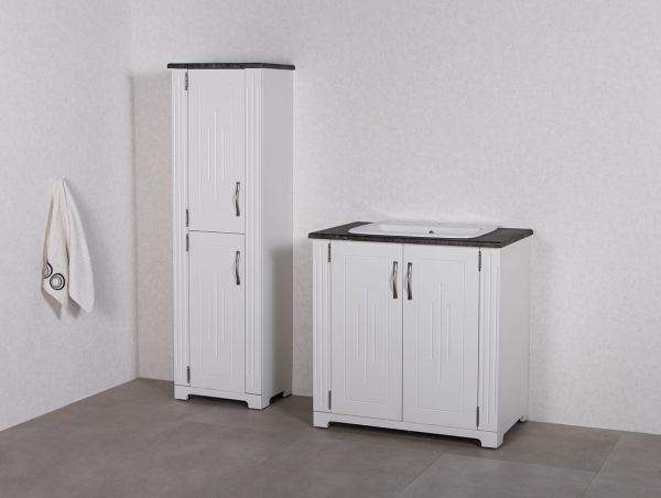 Badmöbelset ANTIC 80 cm inkl. Hochschrank, weiß 
