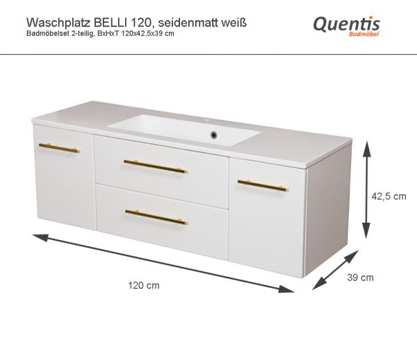 Waschplatz Belli, Breite 120 cm, weiß matt, BL1247