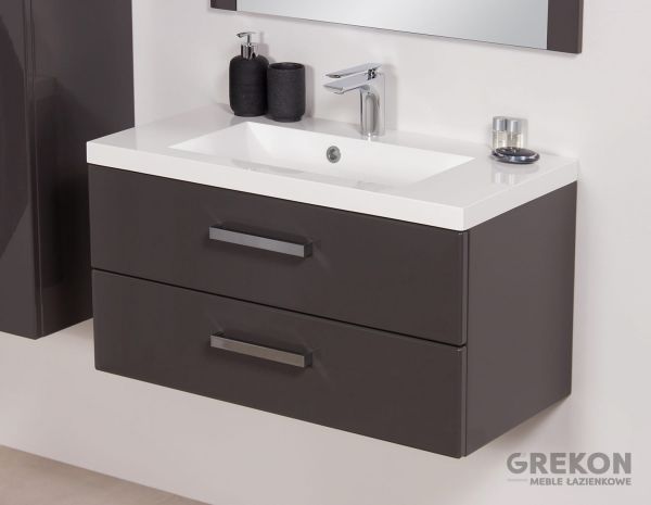 Badmöbel Genua 80, 2 Schubladen, grafitgrau glänzend