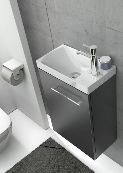 Gäste-WC Möbel GEOS, Breite 40 cm, seidenmatt grafit
