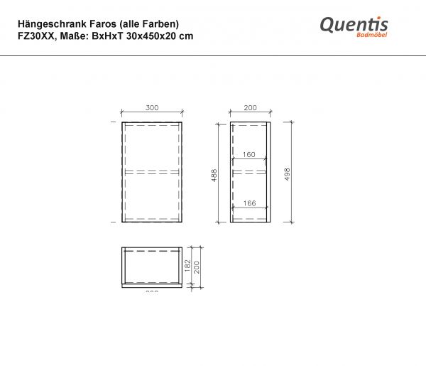 FAROS Hängeschrank, Breite 30 cm, Marineblau matt