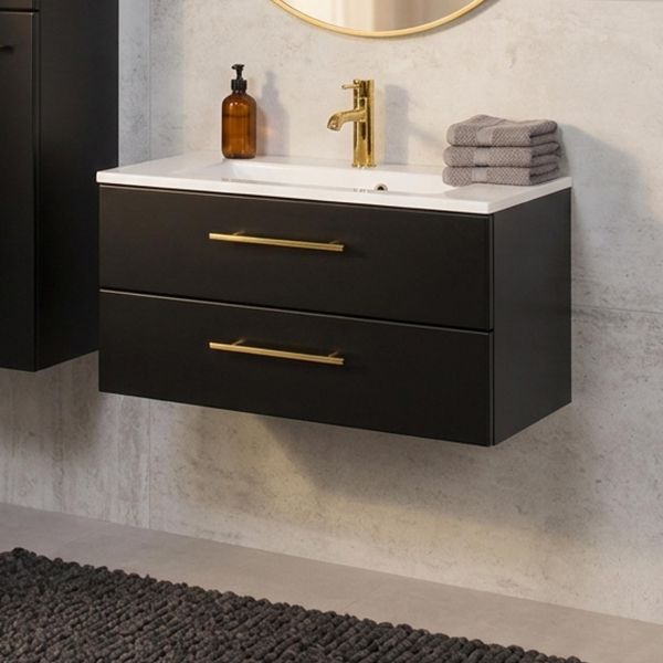 Badmöbel BELLI 80 cm, seidenmatt schwarz