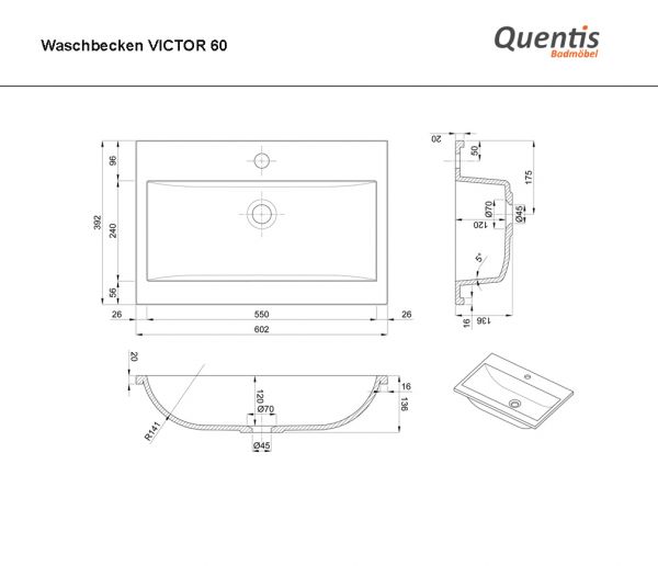 Badmöbel MAGNOLIA 60 cm, olivgrün, Waschtischunterbau montiert inkl. Waschbecken