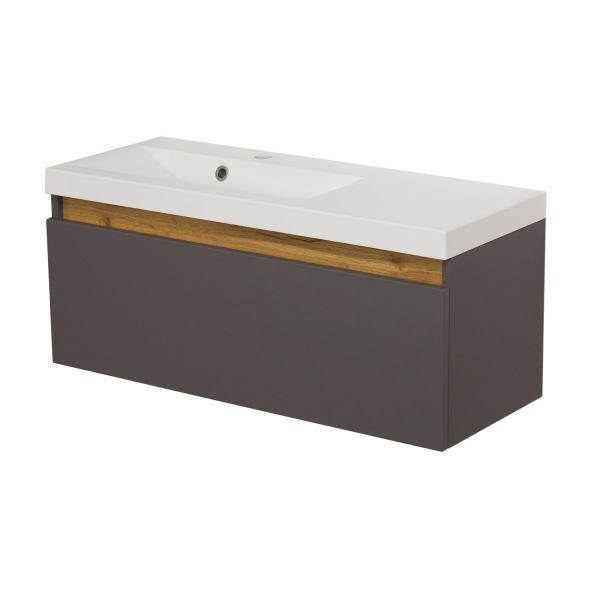 Quentis Badmöbel INTRA 90,SLIM LINE, grafitgrau matt, Unterschrank aufgebaut