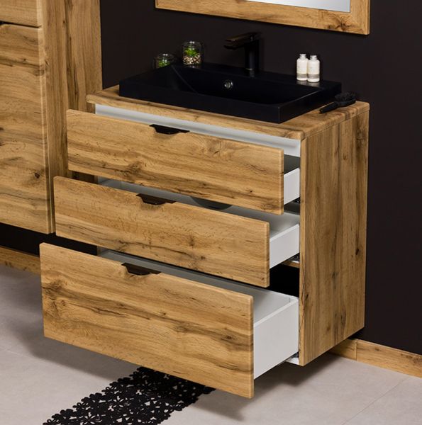 Badmöbel VICTA 80, Unterbau mit 3 Schubladen, Eiche Natur (Art.Nr. VIC80362-S)