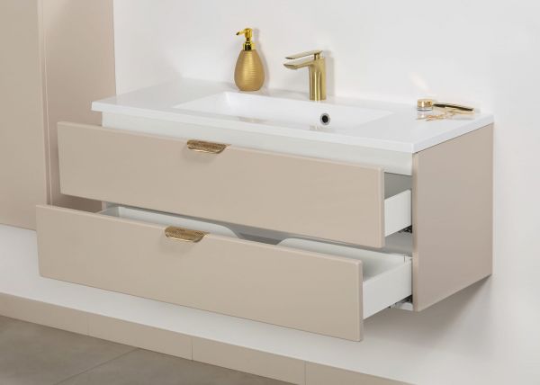 Quentis Badmöbel Magnolia, Breite 100 cm, sandfarben mattiert (MAG100-SK)