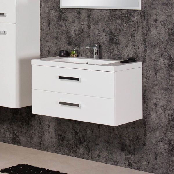 Badmöbel Genua, Breite 80 cm, weiß glänzend (GE8247)