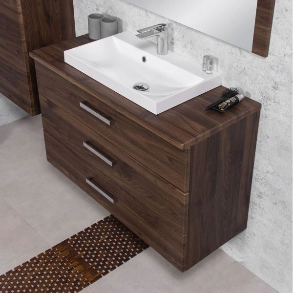 Badmöbel Susan Breite 100 cm, Holzdekor Nussbaum
