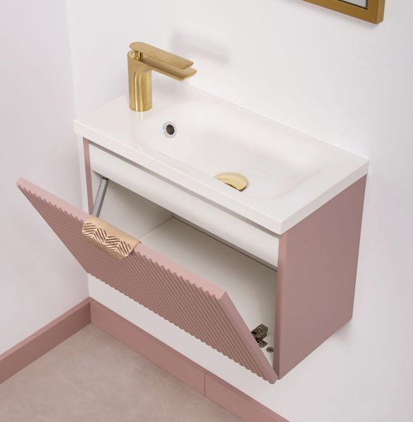 Gäste-WC Möbel FAROS "ART", Breite 50 cm, seidenmatt rosé, Unterschrank montiert