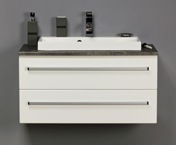 Badmöbel Susan, Breite 80 cm, weiß-graphit, Unterschrank mit 2 Schubladen, SN8075-2S