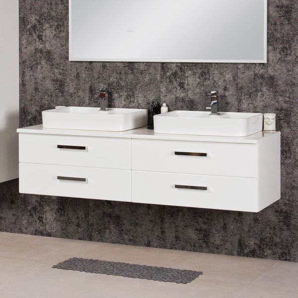 Quentis Doppelwaschplatz Aruva, Breite 160 cm, weiß (AR1610-B-LUNA)