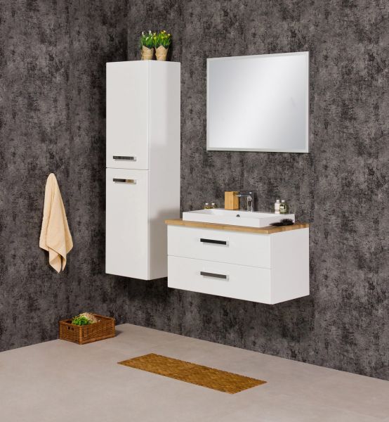 Badmöbel Susan, Breite 80 cm, weiß/ eiche (SN8047-NE-2S)