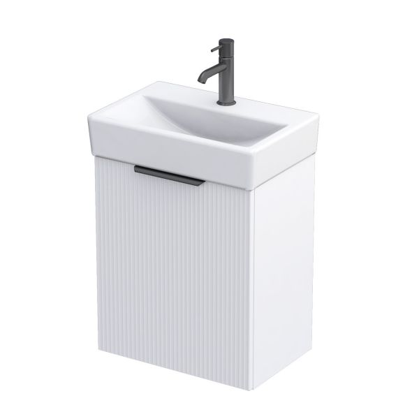 Badmöbel ROMEO 45 cm, weiß matt, Waschtischunterschrank montiert
