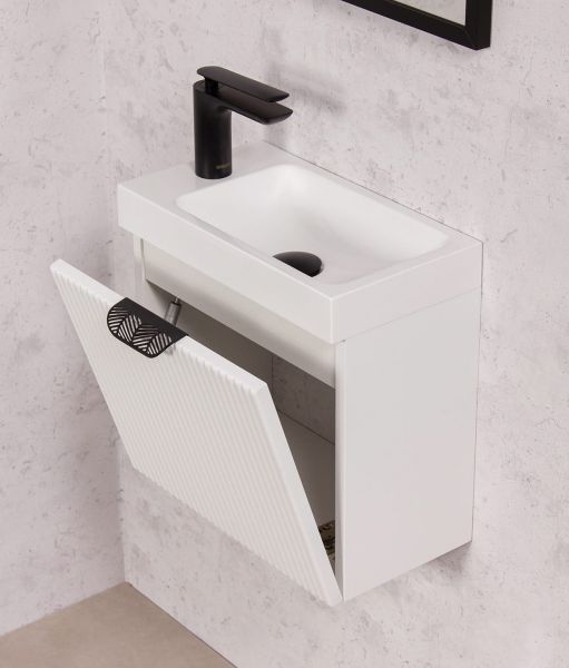 Gäste-WC Möbel FAROS ART, Breite 40 cm, seidenmatt weiß (FRC-B40)