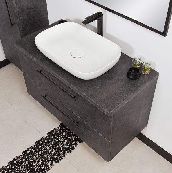 Badmöbel NOVARA 100 cm, Waschtischunterbau inkl. Aufsatzbecken, grafit