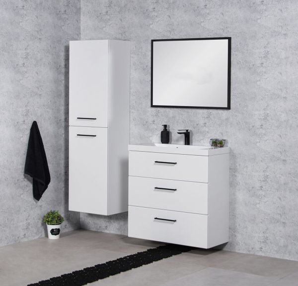 Badschrank DOMINO weiß matt Breite 45 cm 2 Türen, vormontiert DOMHSB