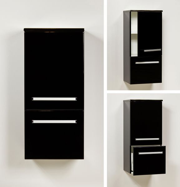 Midischrannk, 1 Türe, 1 Schublade, schwarz glänzend, HS-M-4048-1S
