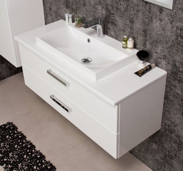 Waschplatz SUSAN, 100 cm, weiß glänzend (SN1247-2S)