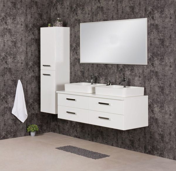 Quentis Doppelwaschplatz Aruva, Breite 140 cm, weiß (AR1410D-B-LUNA), Zubehör