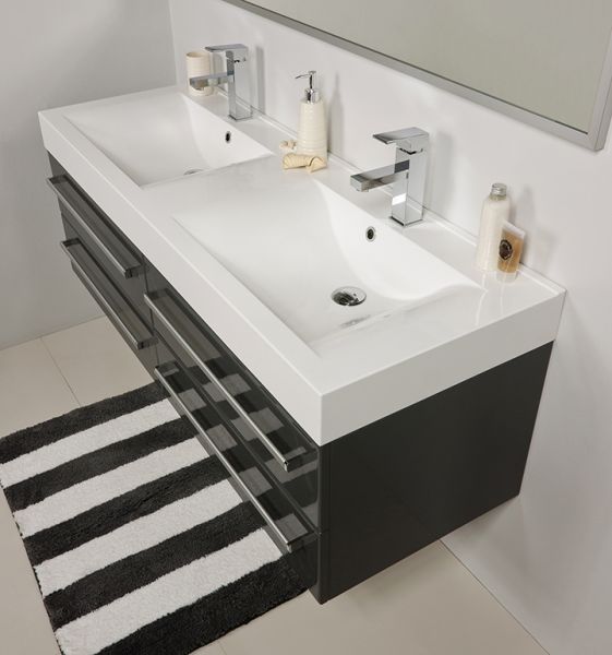 Doppelwaschplatz ARUVA 140 cm, grafitgrau (AR1456-D-4S)