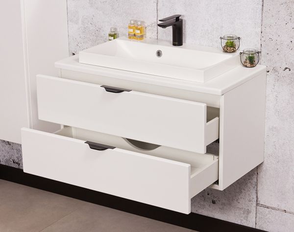 Waschplatz VICTA 80, seidenmatt weiß (Art.Nr. VIC80247-W)