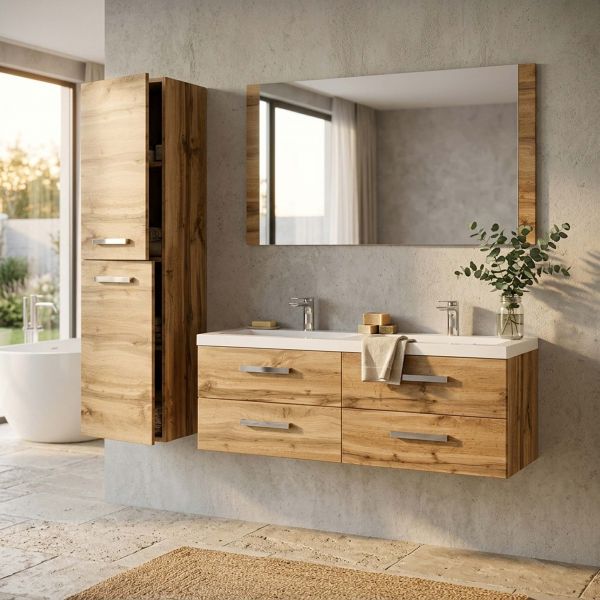 Doppelwaschplatz Genua 120 cm, Eiche Natur