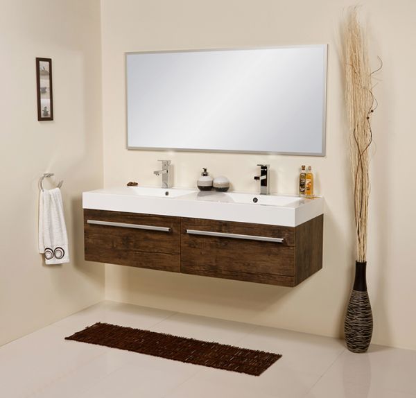 Doppelwaschplatz Zeno, Breite 140 cm, Ausführung Holzdekor antik, ZE1450-2S