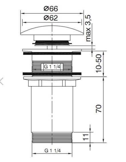 FERRO Pop-up Ventil, rund, schwarz matt, Ablaufgarnitur für Waschbecken mit Überlauf