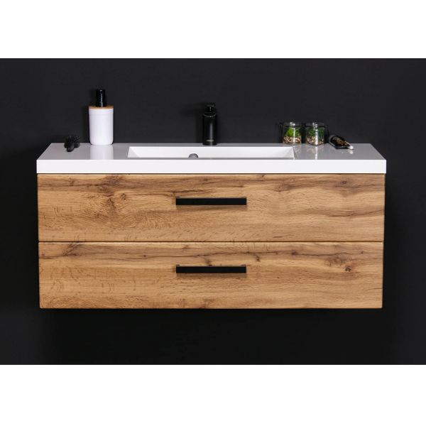 Badmöbel FOKUS LOFT 100, Eiche Natur, Waschtisch mit Unterbau, vormontiert