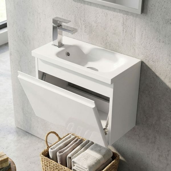 Badmöbel für das Gäste-WC Breite 50 cm mit praktischer Klapptüre