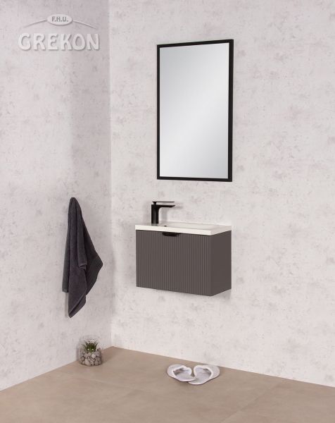 Gäste-WC Möbel FAROS ART, Breite 50 cm, seidenmatt grau (FRC-G50)