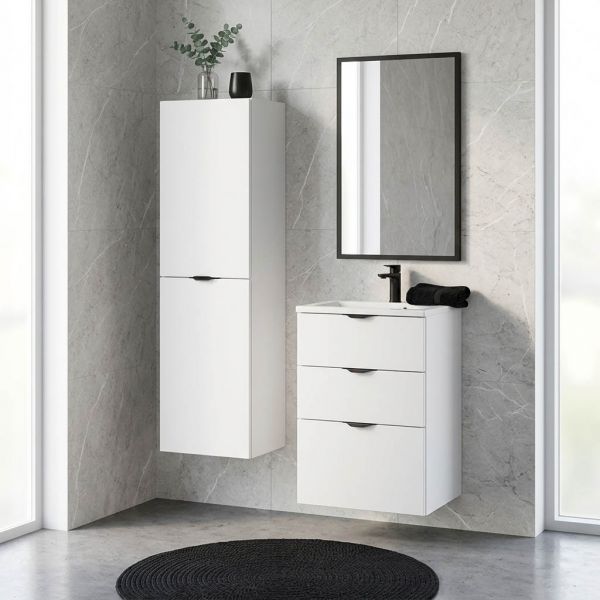 Badmöbel VICTOR 50-XL, Waschtischunterbau mit 3 Schubladen, seidenmatt weiß
