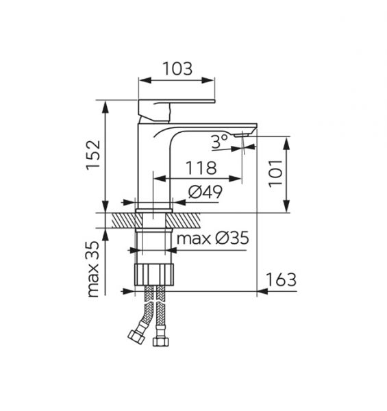 FERRO Waschtischarmatur TALASSA in modernem Design, Chrom, Badarmatur Einhebelmischer