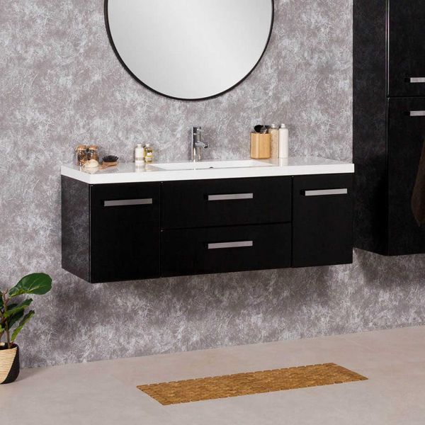 Badmöbel Genua Breite 120 cm, schwarz glänzend (GE3248-C)