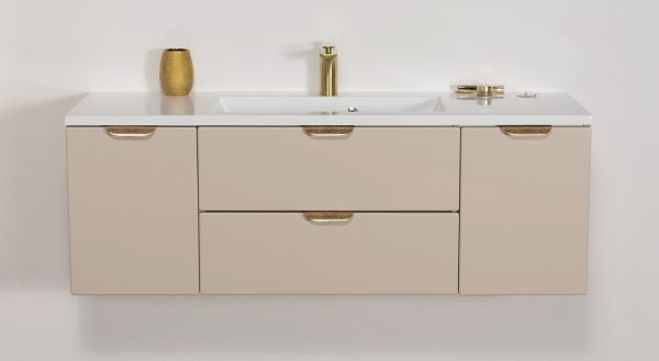 Badmöbel MAGNOLIA 120 cm, sand satiniert, Waschtischunterbau montiert inkl. Waschbecken